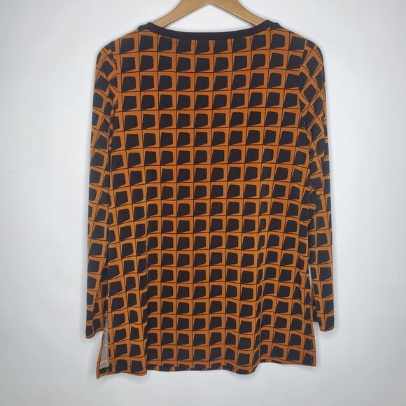 Susan Graver Womens Geometric Liquid Knit Bateau Neck Tunic Top Size S Career - Picture 2 of 8